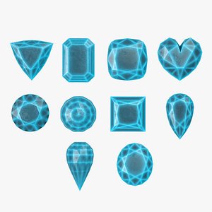 10 Crystal Gemstone Pack VR AR Low-poly