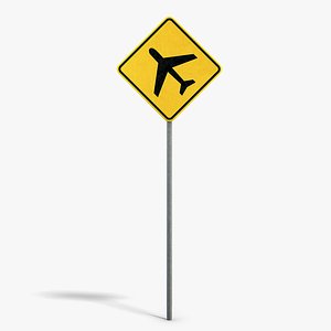 3D Airport Warning Sign model