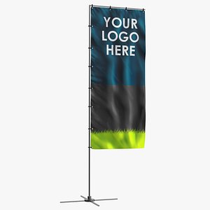 3D Customizable Vertical Banner Stand model