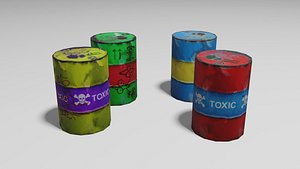 low-poly barrels 3D model