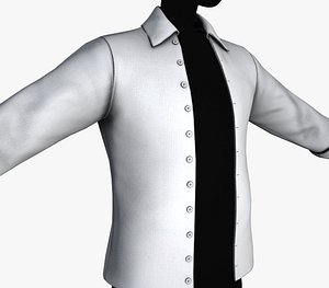 3D White Open Front Shirt Style 1 model