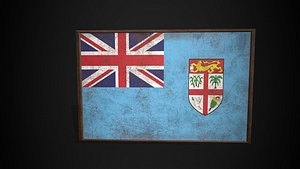 Old Picture Frame With Fiji  Flag - Game Ready PBR Low-poly 3D Model 3D model