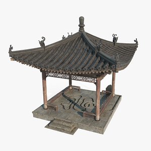 Ancient Asian Architectural Altar Pavilion