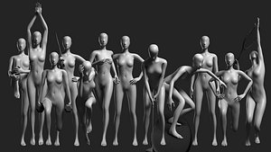 3D Animated Female Mesh - 12 sport poses v2
