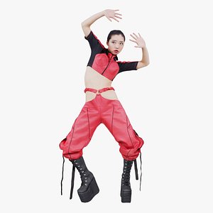 Asian Woman Wearing Motorbike Outfit 010 Remastered 3D model