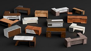 3D Modern Office Desk Collection model