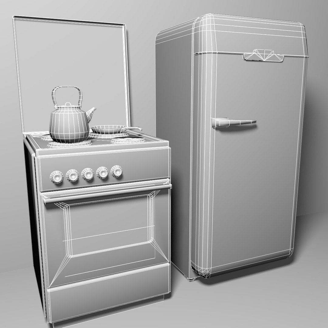 3d Furniture Stove Refrigerator Model