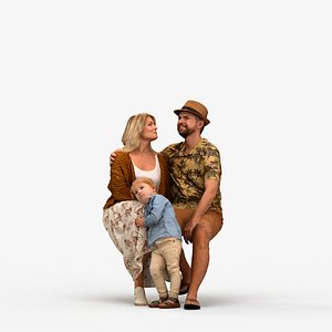 3D 00448Nickolas011 - Adult Caucasian family bonding together at home in summer clothing