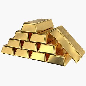 Gold Bars Small Stack 3D model