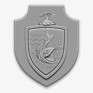 Heraldic Shield with Fish model