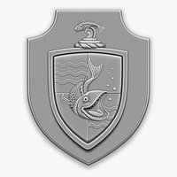 Heraldic Shield with Fish