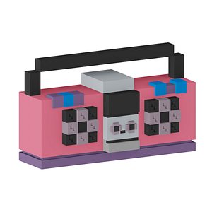 Boombox tape recorder low poly 8 bit voxel art 3D model
