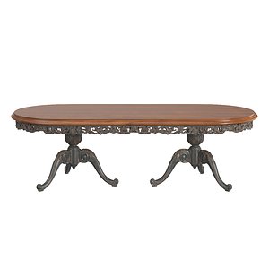 Italian Gilt Carved Inlaid Gray Dining Table 3D