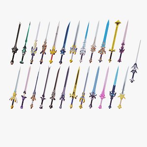 3D Low Poly Fantasy Sword Pack 25x