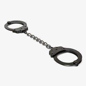 3D standard chain handcuffs black metal model