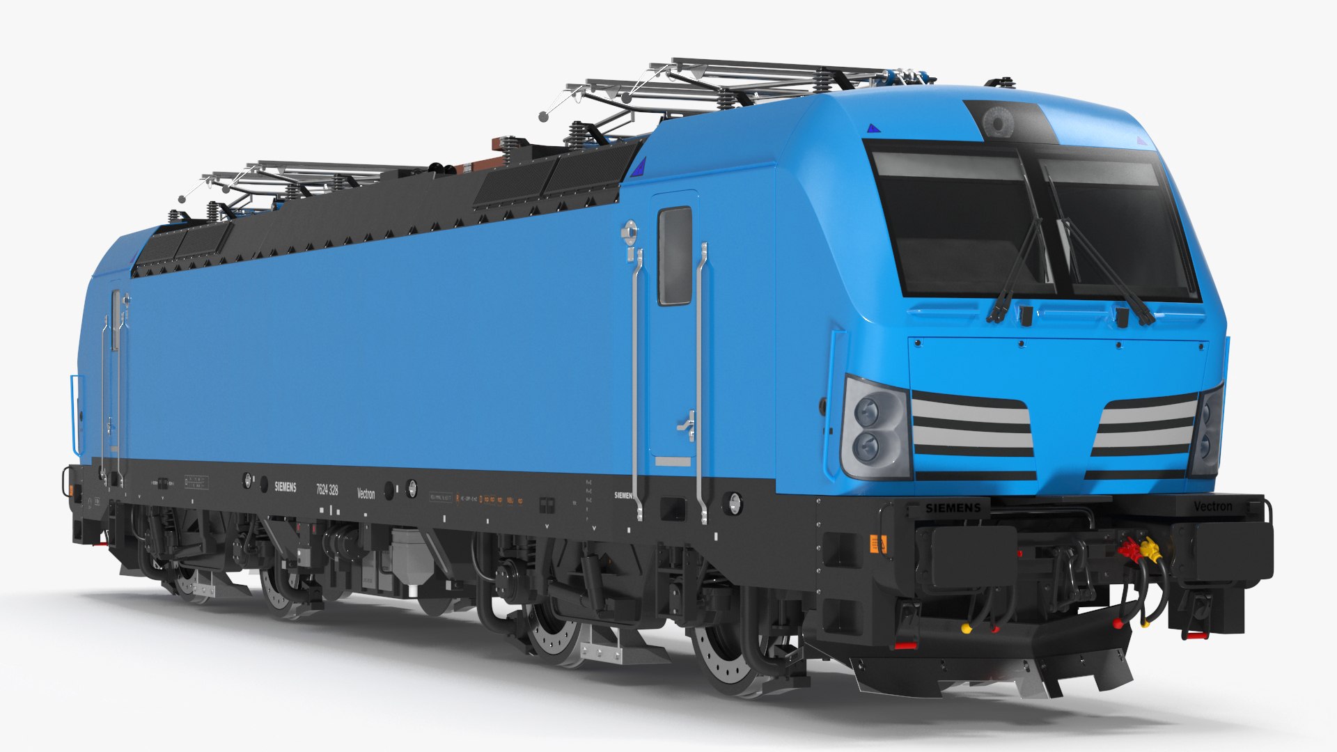 Blue Modern Locomotive Rigged 3D model preview