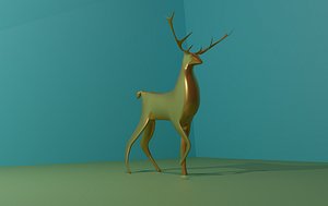 3D Deer with graceful antlers model