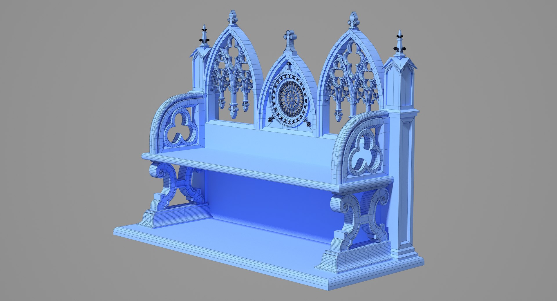 Gothic Bench 3d Model