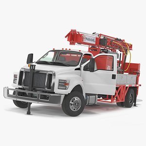 Mobile B-51 Drill Rig Truck Red Rigged