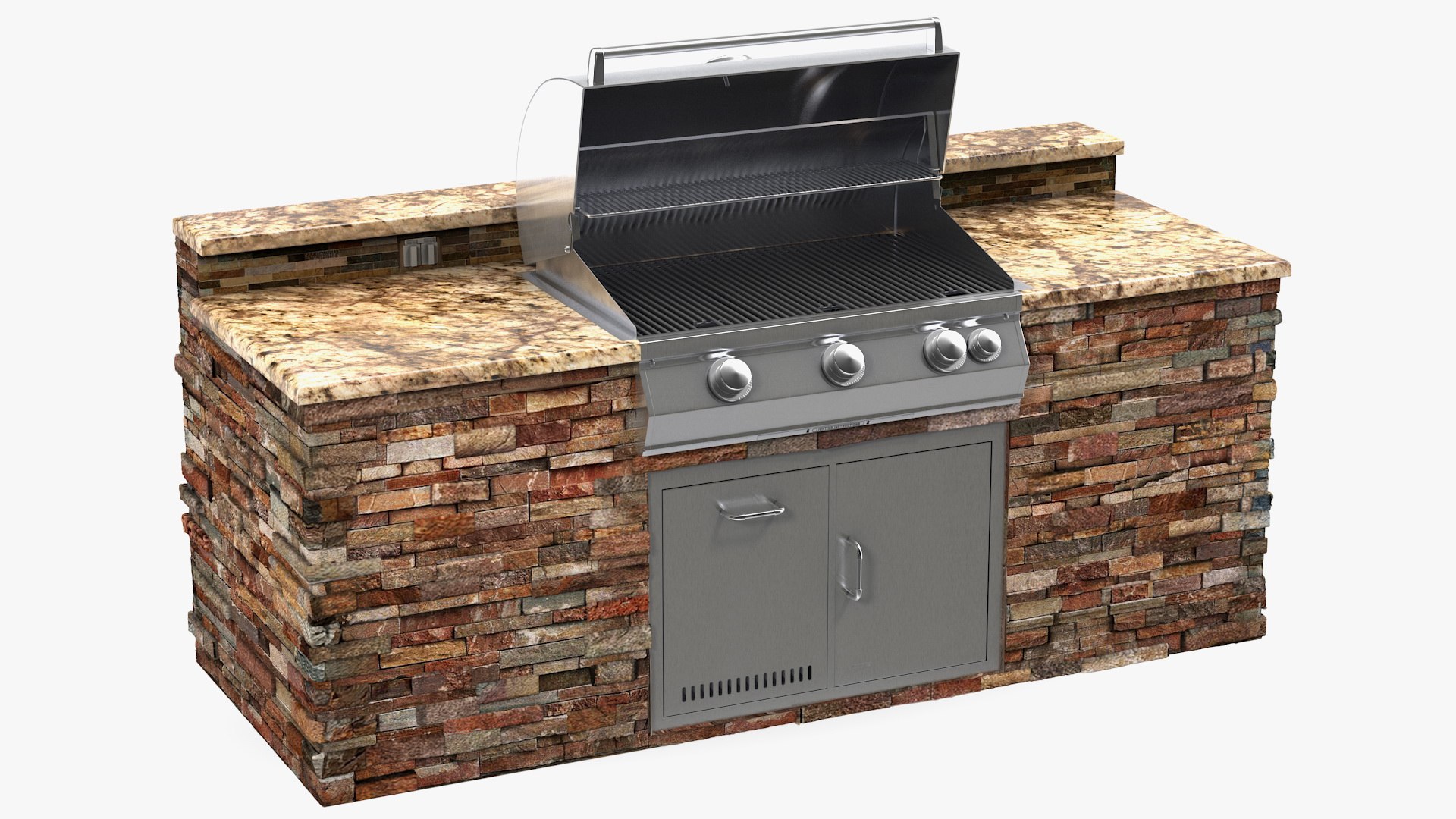 Outdoor BBQ Kitchen Island 3D model preview