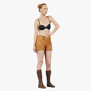 3D model Woman in Shorts and Bra Remastered