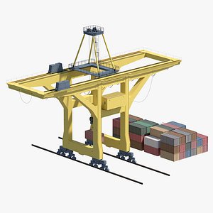 Port Crane and Container Loading Environment 3D model