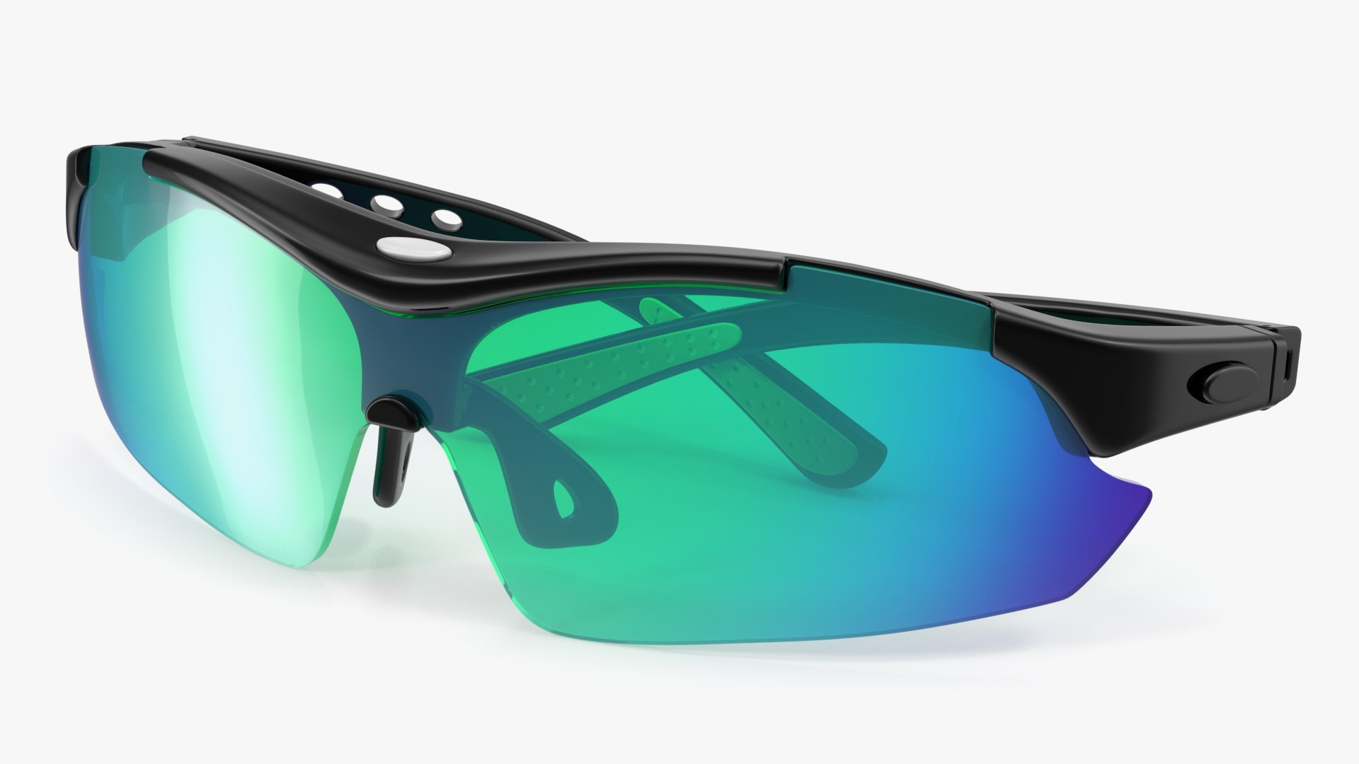 Black Sport Eyeglass Green Glasses 3D model preview