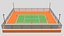3D cartoon tennis court scene