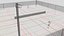 3D cartoon tennis court scene
