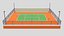 3D cartoon tennis court scene