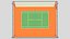 3D cartoon tennis court scene