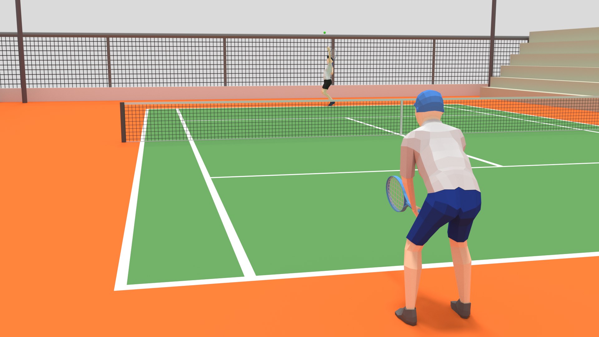 3d Cartoon Tennis Court Scene Turbosquid 1458055