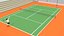 3D cartoon tennis court scene