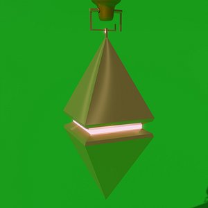 Gold pendant with Ethereum cryptocurrency symbol 3D model