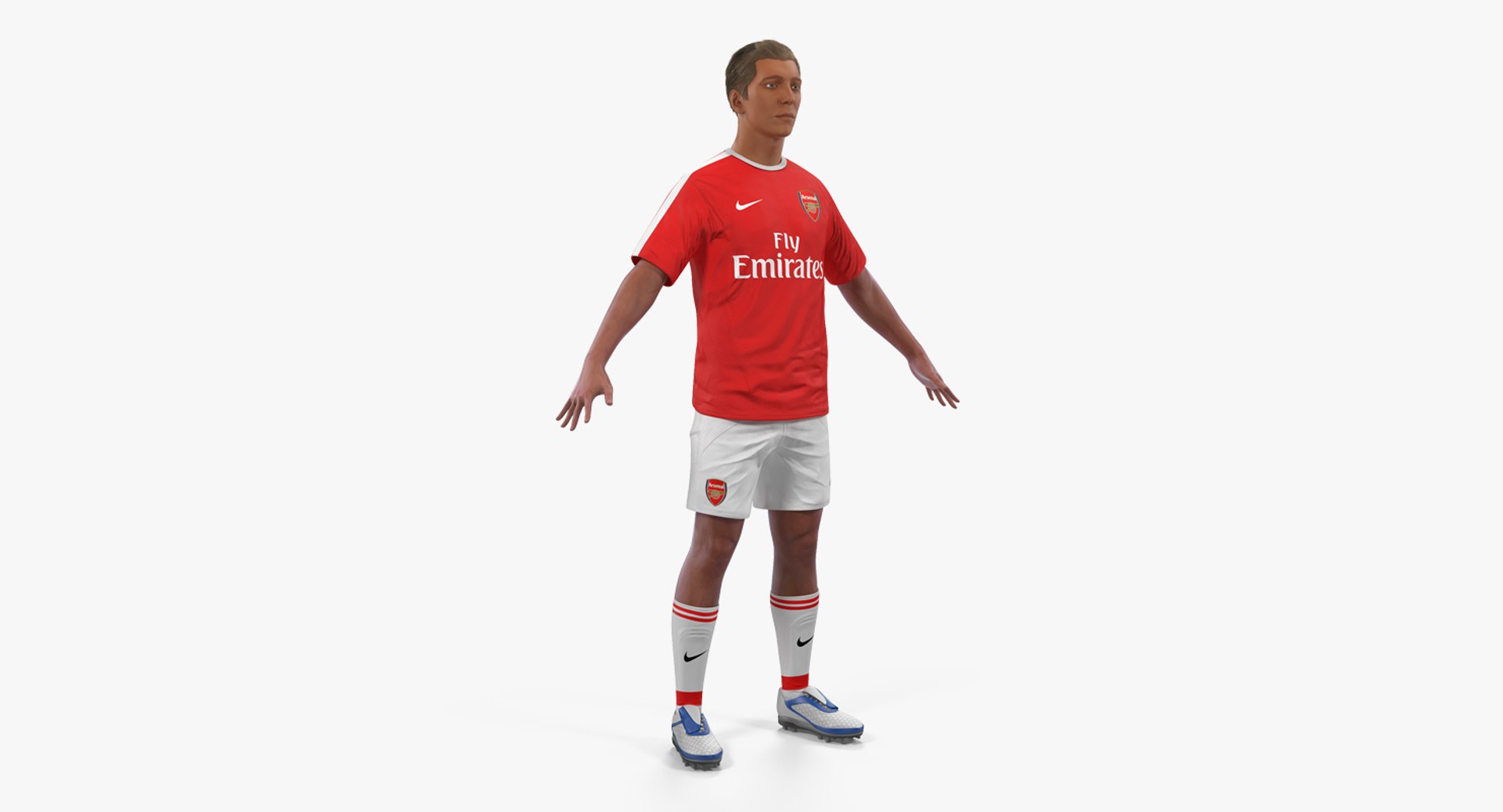 Soccer or Football Player Arsenal with Hair 3D Model 3D model preview