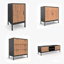 モダンな溝付き木製家具コレクション – 4点セット