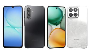 Honor X7c Moonlight White And Samsung Galaxy A17 Black 3D model