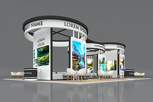 Stand Booth Stall Exhibition 12x16m Height 500cm 4 Side Open 3D