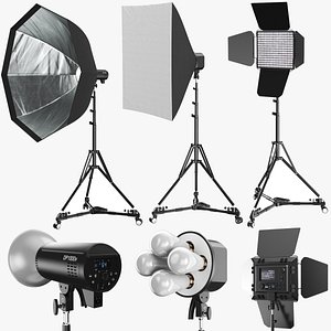 Detailed Three Photography Lights model