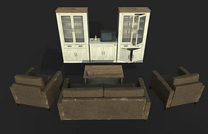 3D living furniture sofa armchairs model