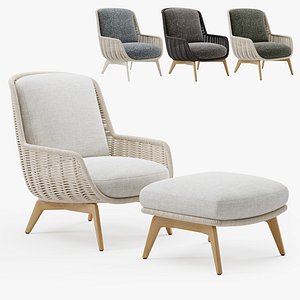 Belt Cord Bergere Armchair Footstool