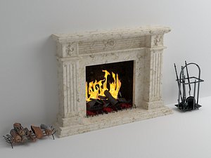 classic fireplace 3d max