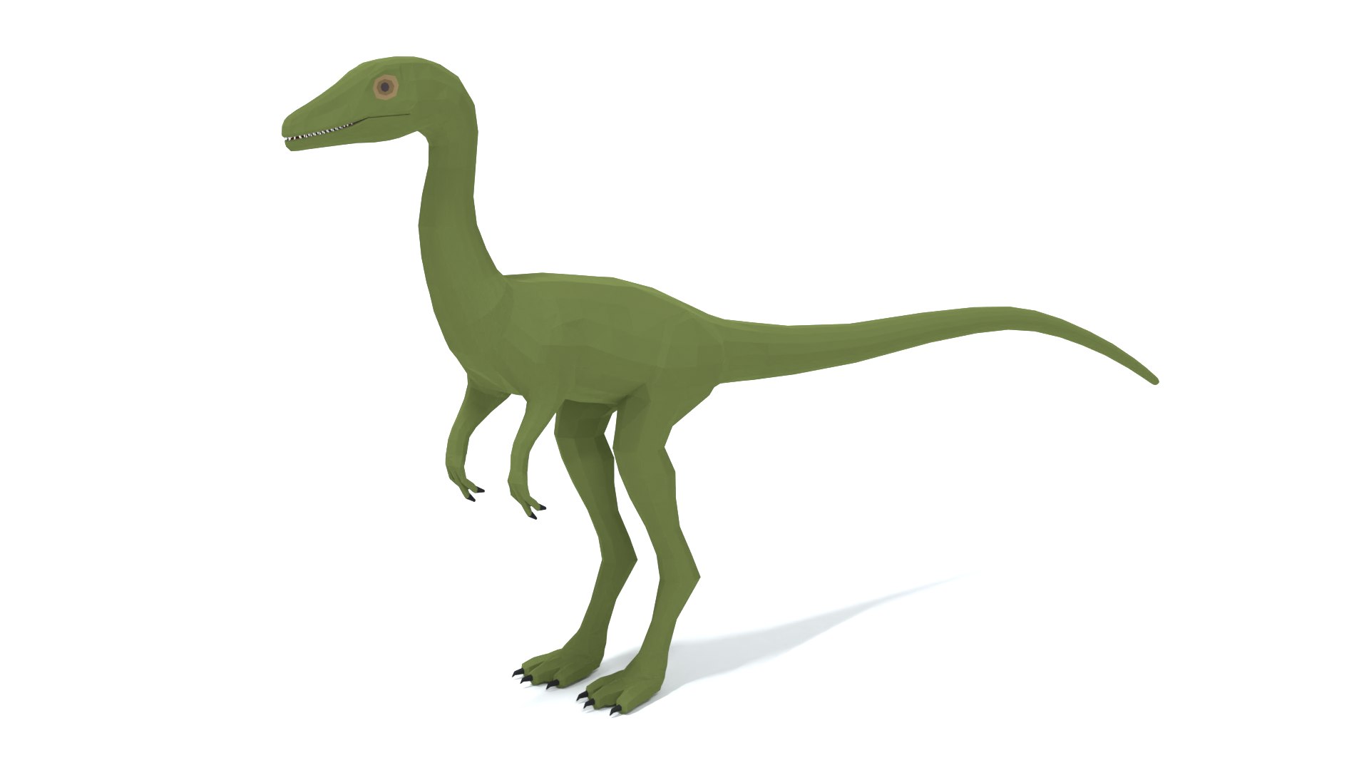 The tiny Compsognathus dinosaur is on the run - 3d render, special shaders  were used to create