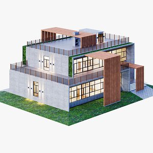Modern villa with vertical gardening