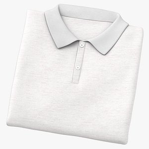 3D Polo Shirts Folded Male Type 01 Buttoned Blank White and Branded Heather model