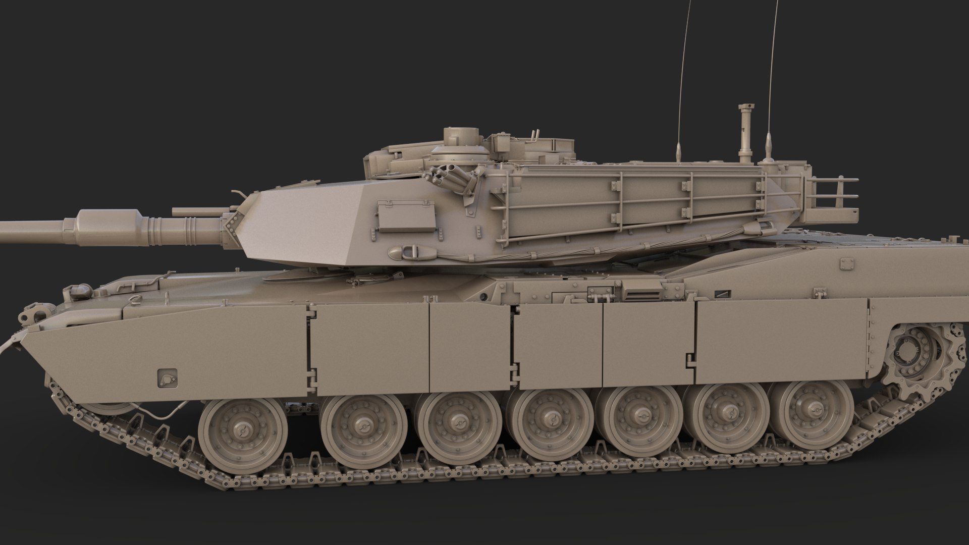 Tank M1 Abrams Clay 3D Model - TurboSquid 2366405