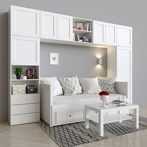 3D Wardrobe bed and table Ikea Platsa Hemnes Lack