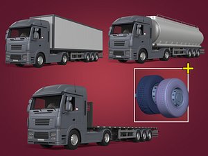 Generic Heavy Trucks Pack -- Semi trailer -- Container - Fuel - Flatbed Trailer