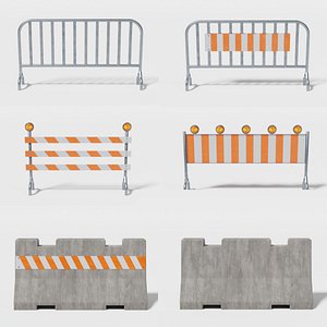 Low Poly Street barriers 3D model