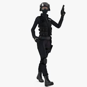3D Female Military Swat Asian Rigged for Maya